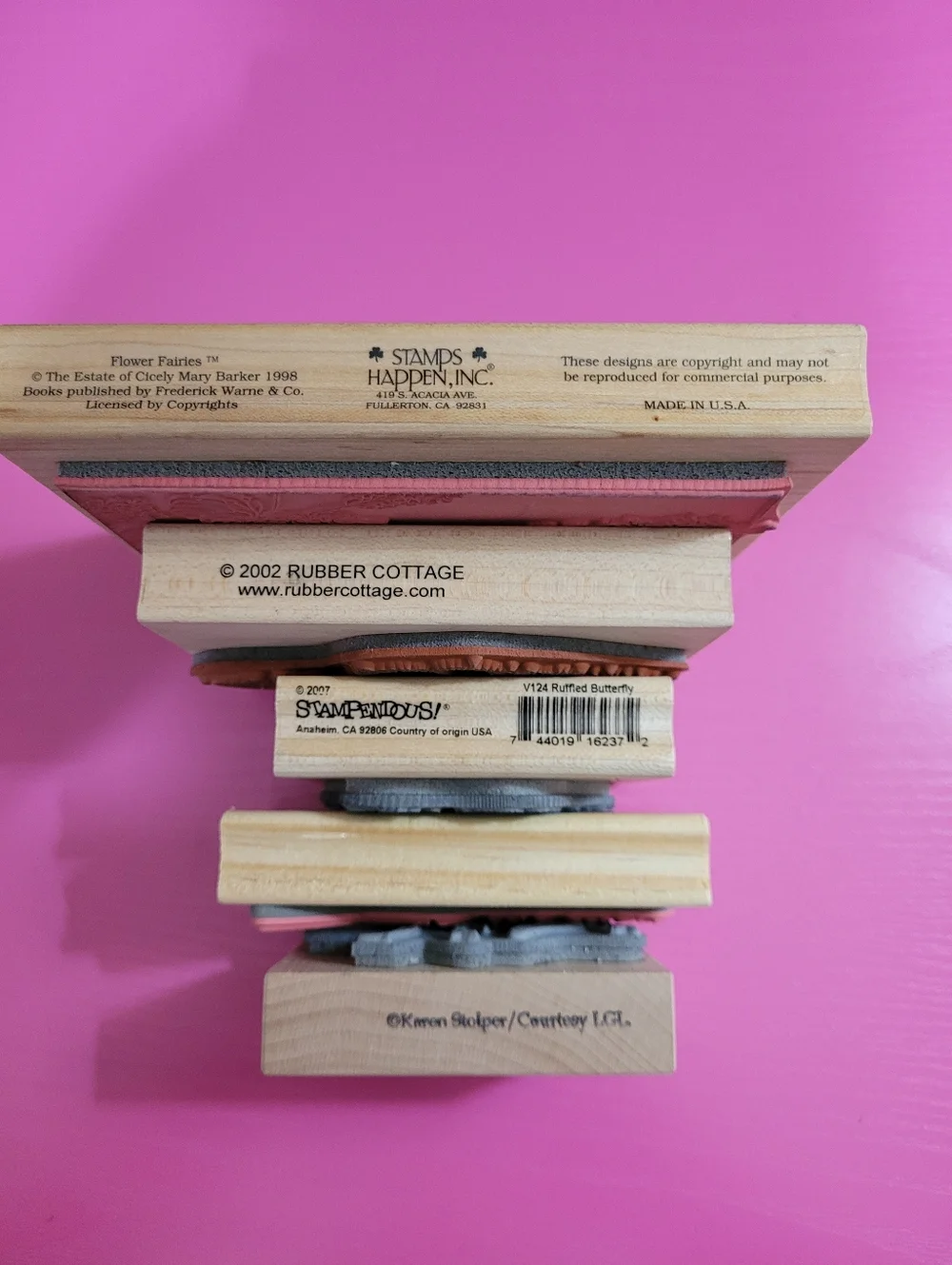 Wooden Rubber Stamp Butterfly & Fairy Themed Stamp Bundle.  Set Of 5. (0725)